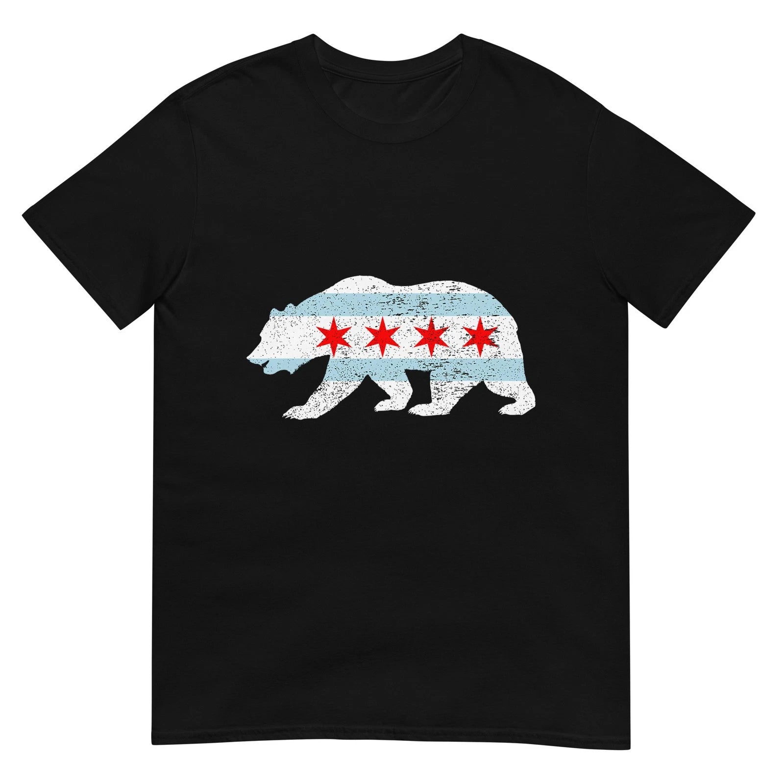 Sweet Vintage Retro Chicago City Flag Bear Print T-Shirt