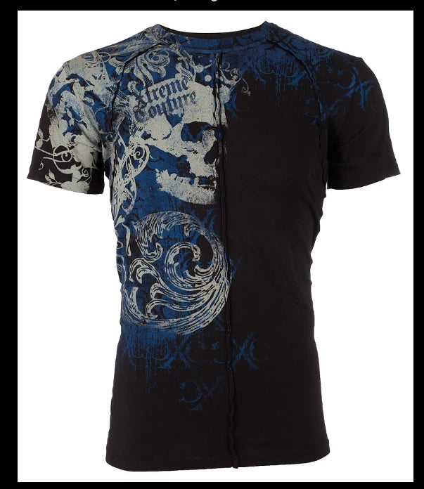 XTREME COUTURE by AFFLICTION Black PLASTERED Short Sleeve Slim Fit T-shirt NWT