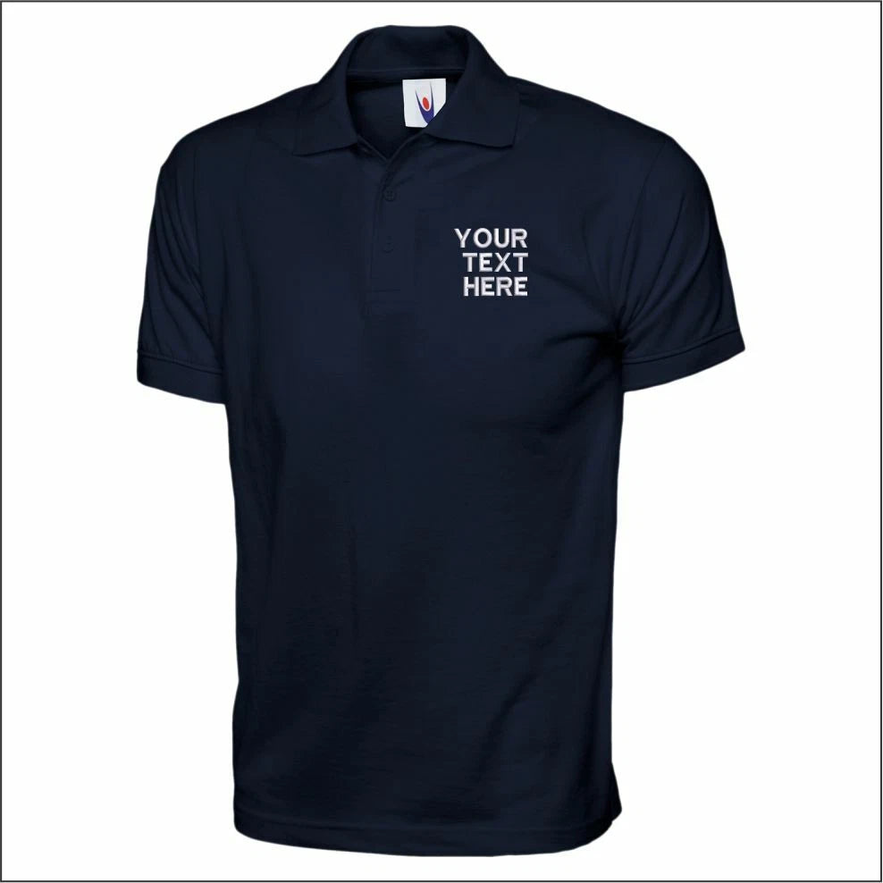Personalised Uneek Jersey Poloshirt Custom Embroidered Work Wear Polo Tee Shirt