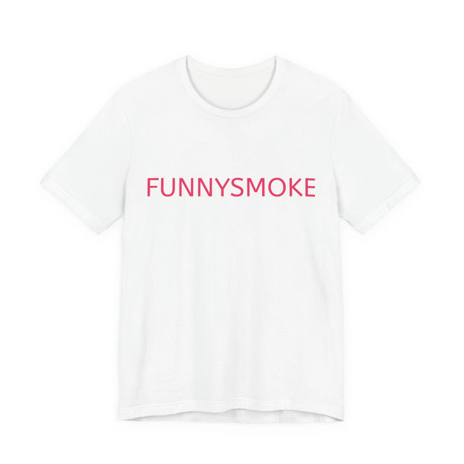 FUNNYSMOKE tee, minimalist text shirt, pink typography