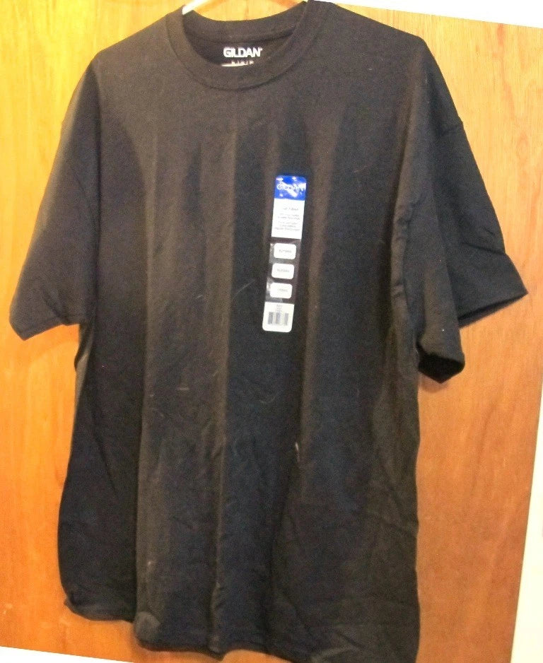 2 Gildan Adult T-Shirts Black Size L ~ New