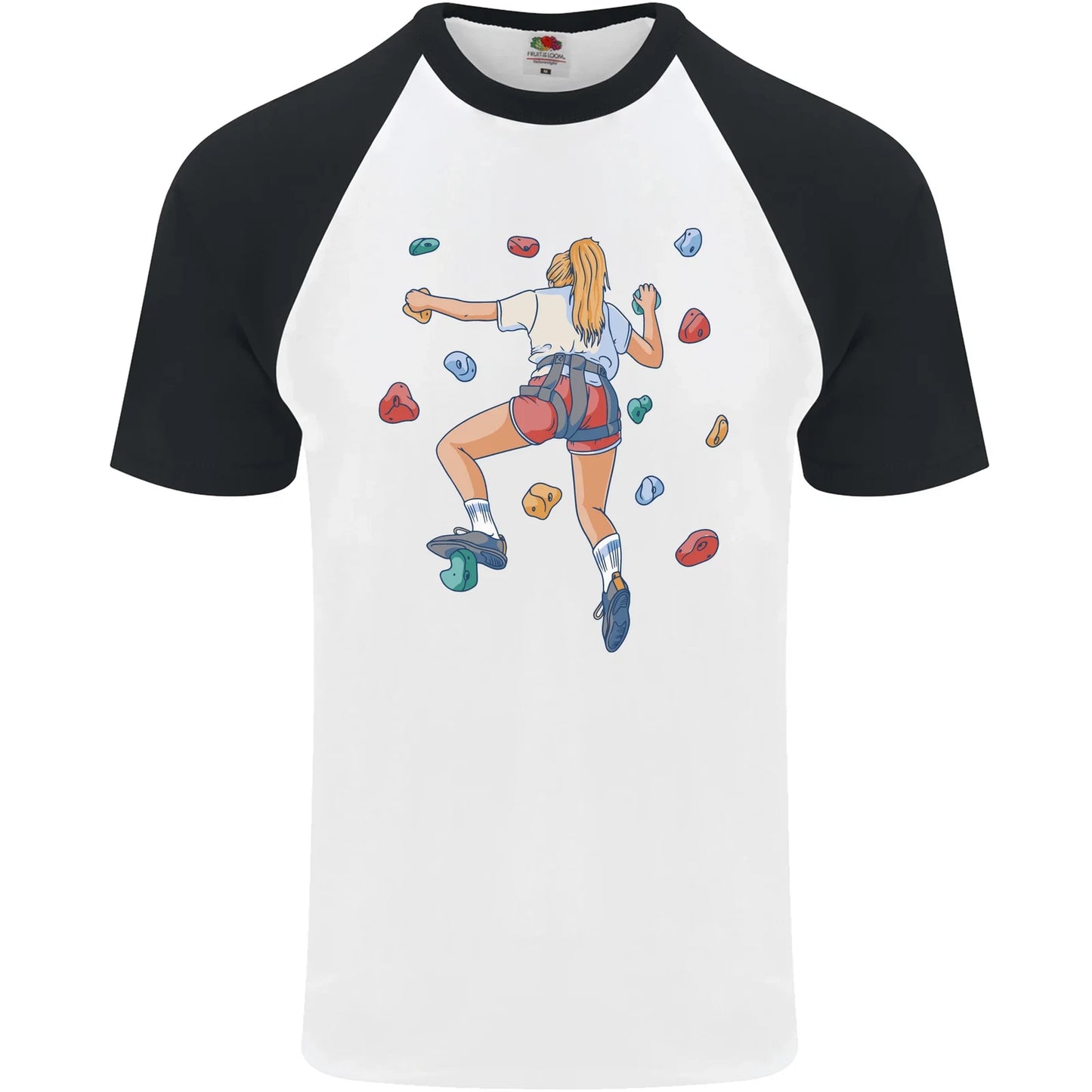 Female Rock Climber Climbing Wall Mens S/S Baseball T-Shirt