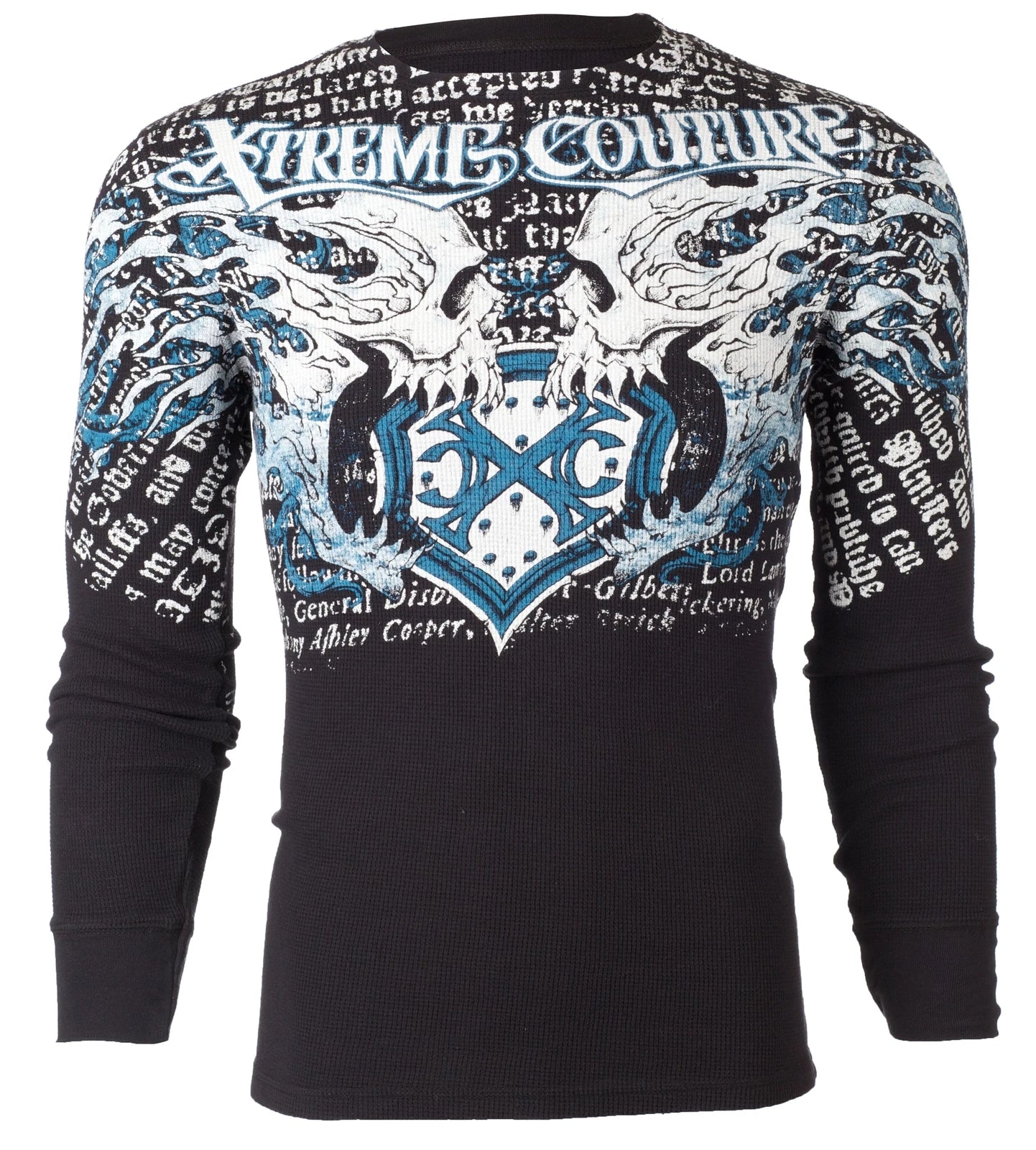 Xtreme Couture by Affliction Men's Thermal Shirt LIGHTNING Black Biker
