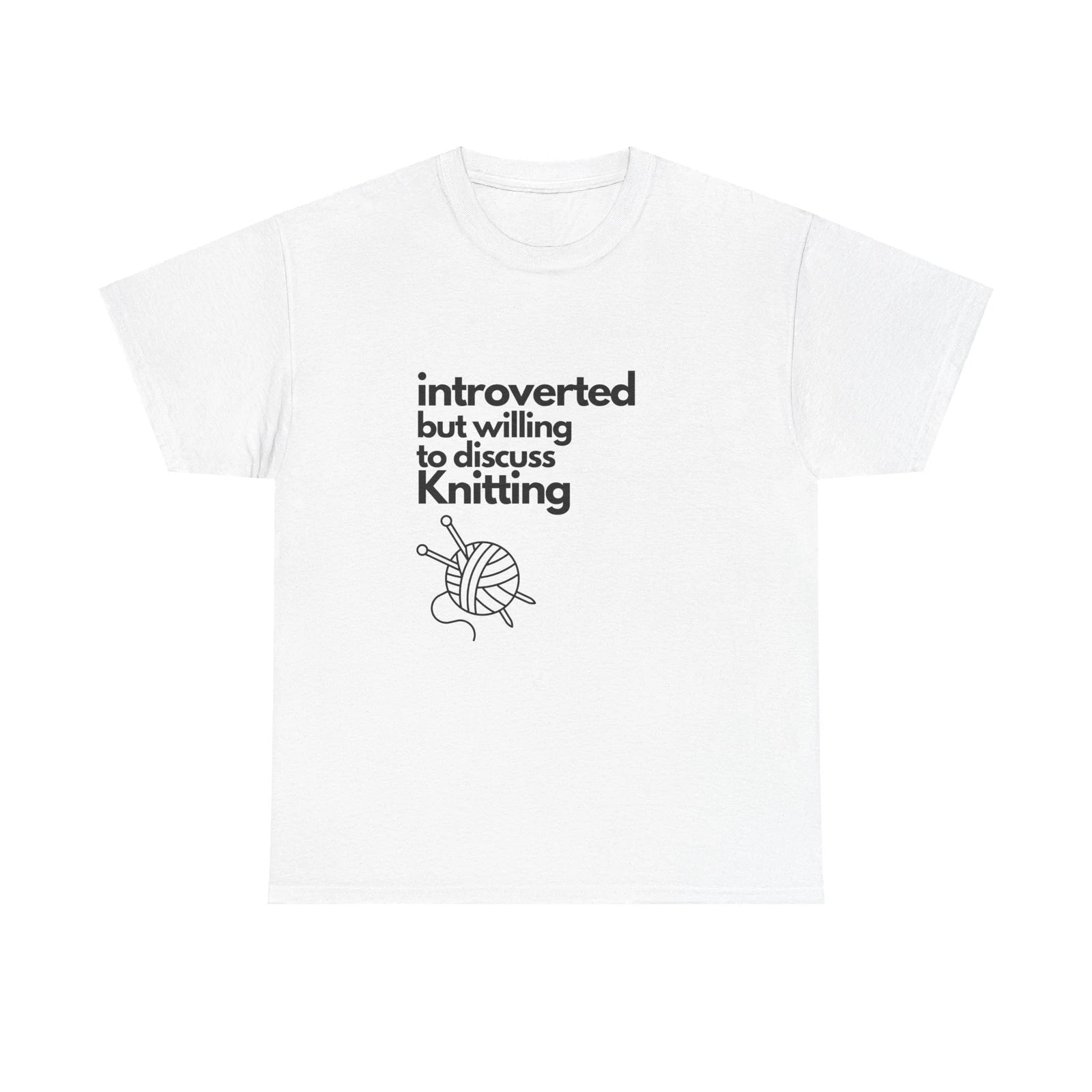 Introverted But Willing to Discuss knitting Unisex Heavy Cotton Tee