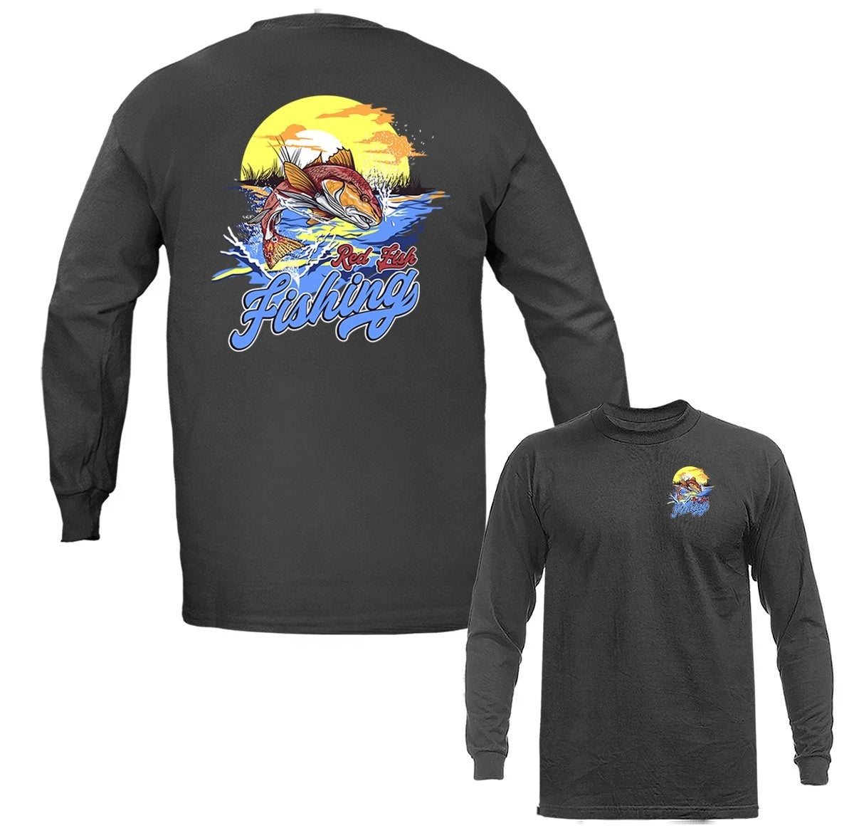 Red Fish Fishing Outdoor Sports Fishing Long Sleeve T-Shirts