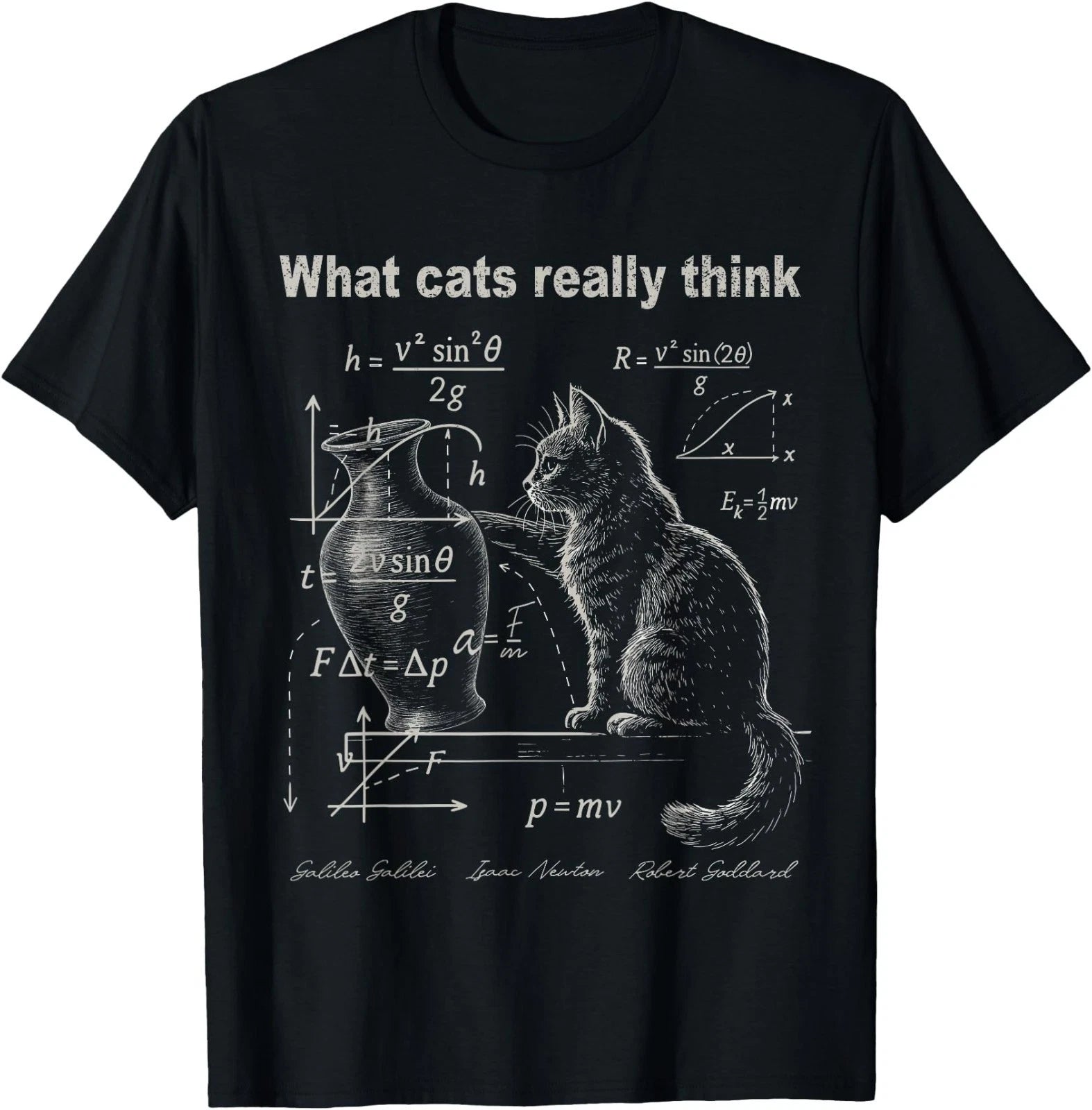 Funny Cat Physics Humor Design What Cats Really Think T-Shirt