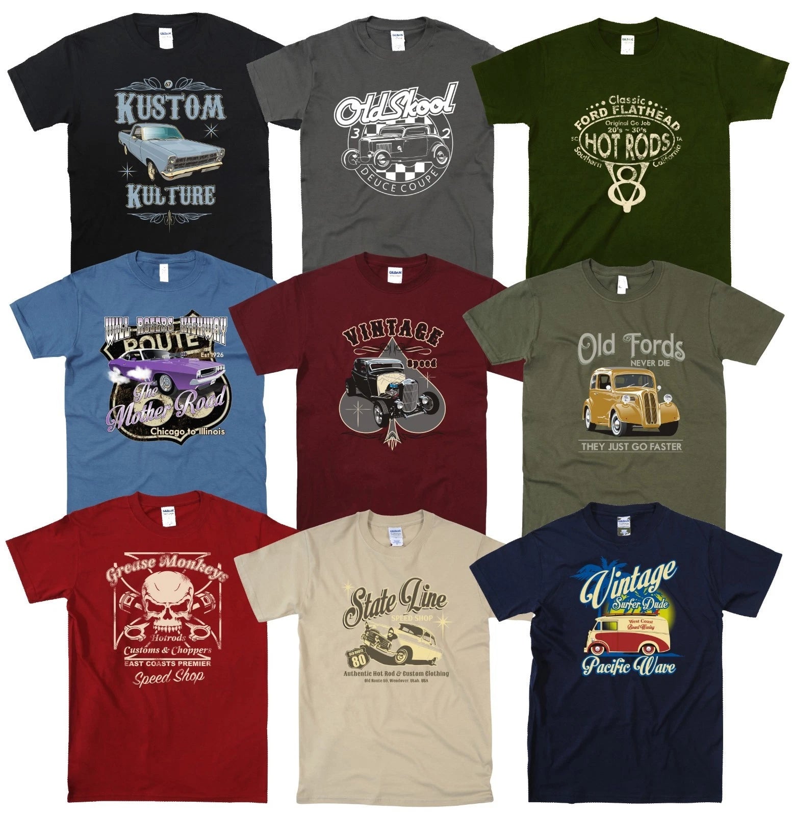 Hotrod Retro Vintage Classic Surfer Ford Pop Coupe Ranchero Custom T Shirt Gift