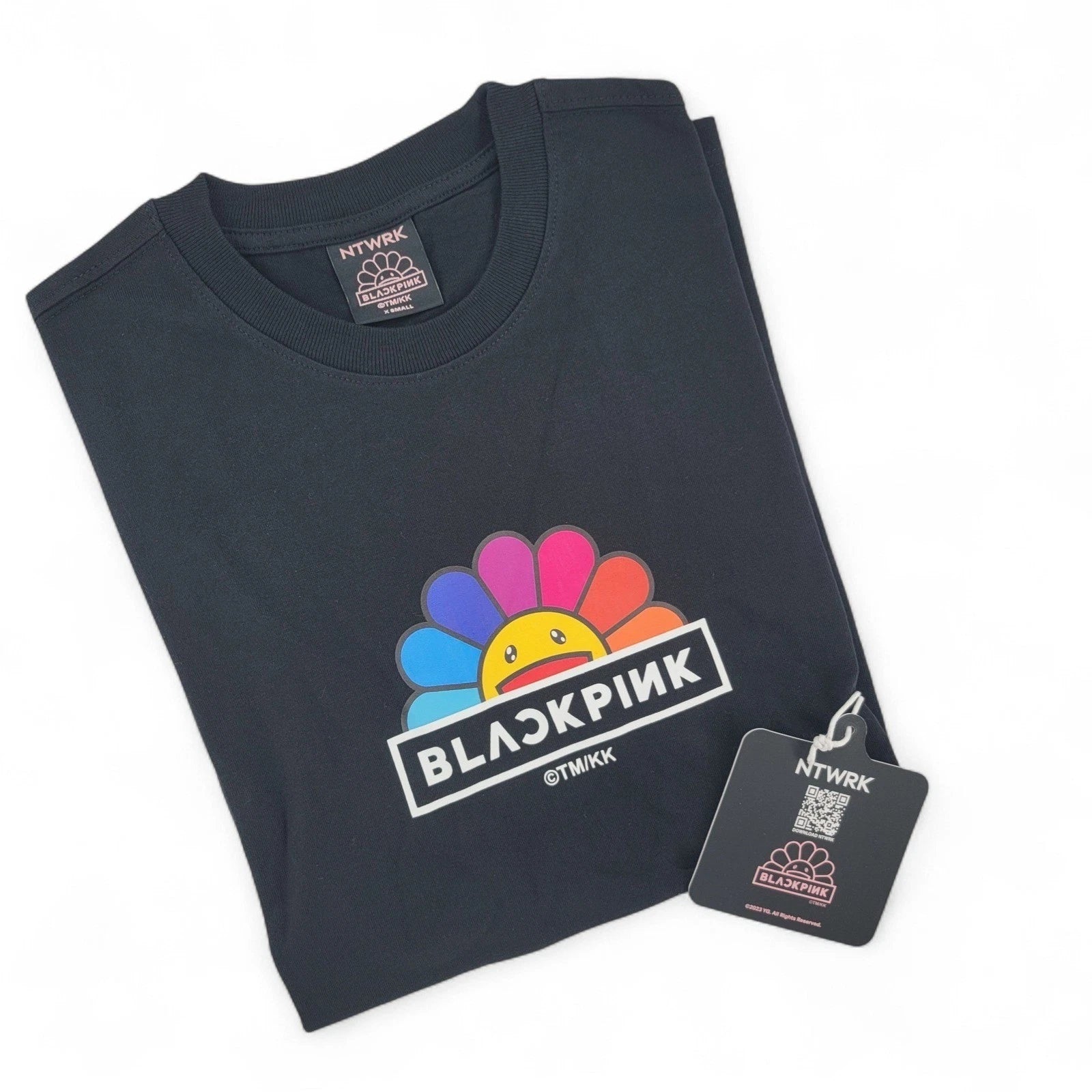 Blackpink TMKK rainbow flower tee XS Y2K kpop streetwear graphic baby tee cute