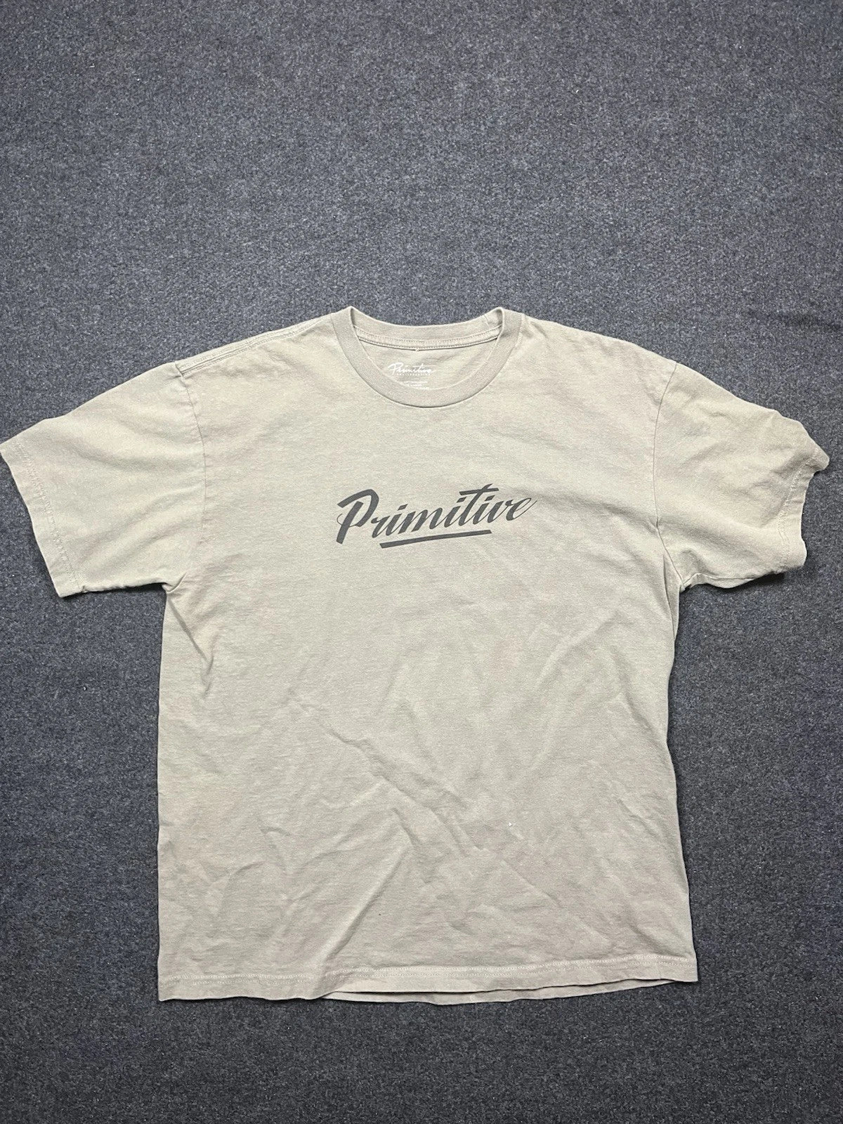 Primitive T Shirt Men's Y2K Skater Size Large Beige Short Sleeve Tee