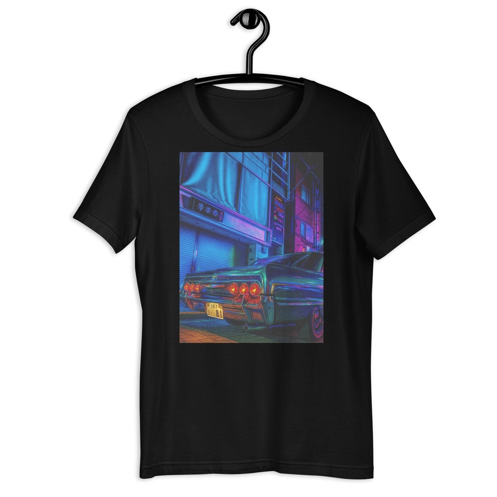 Vintage Lowrider Car Neon Night Street Chicano Style Graphic T-Shirt