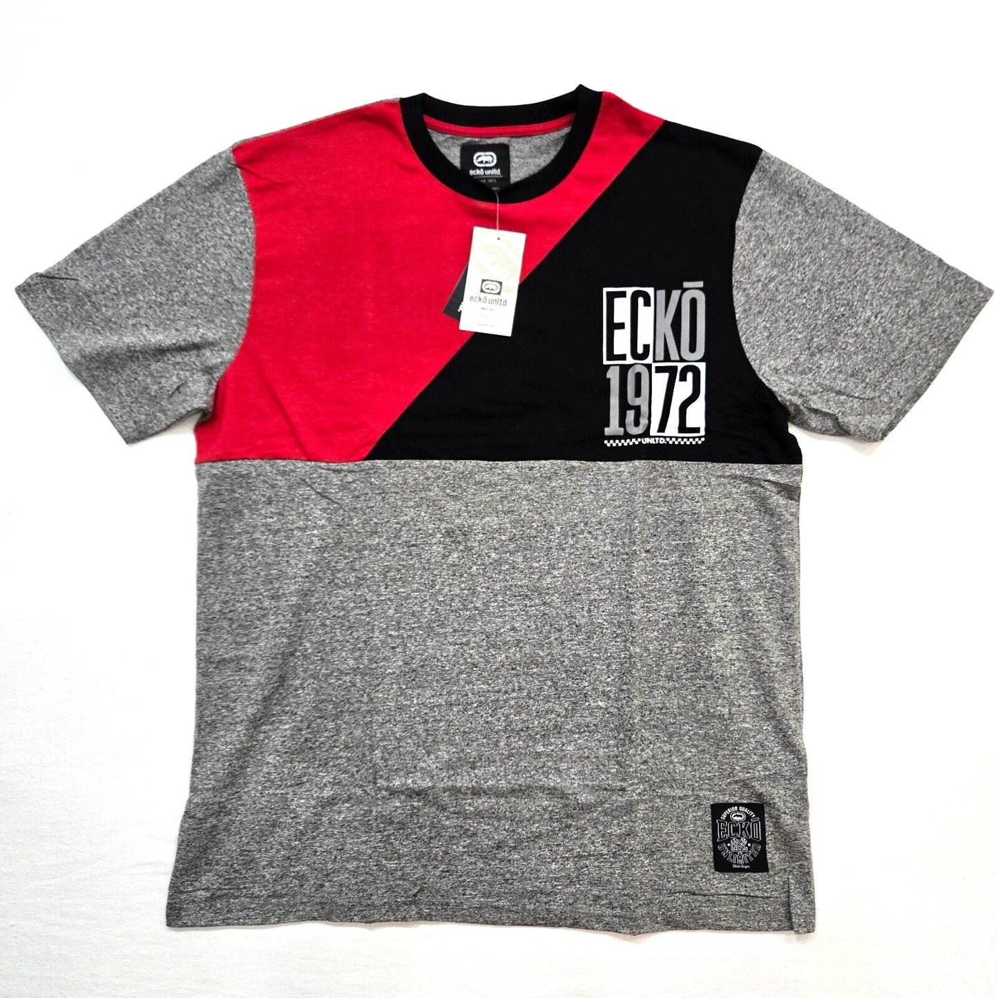 Ecko Unltd Men's T-Shirt Gray Marled Red Black Design Graphic T-Shirt EO12K955