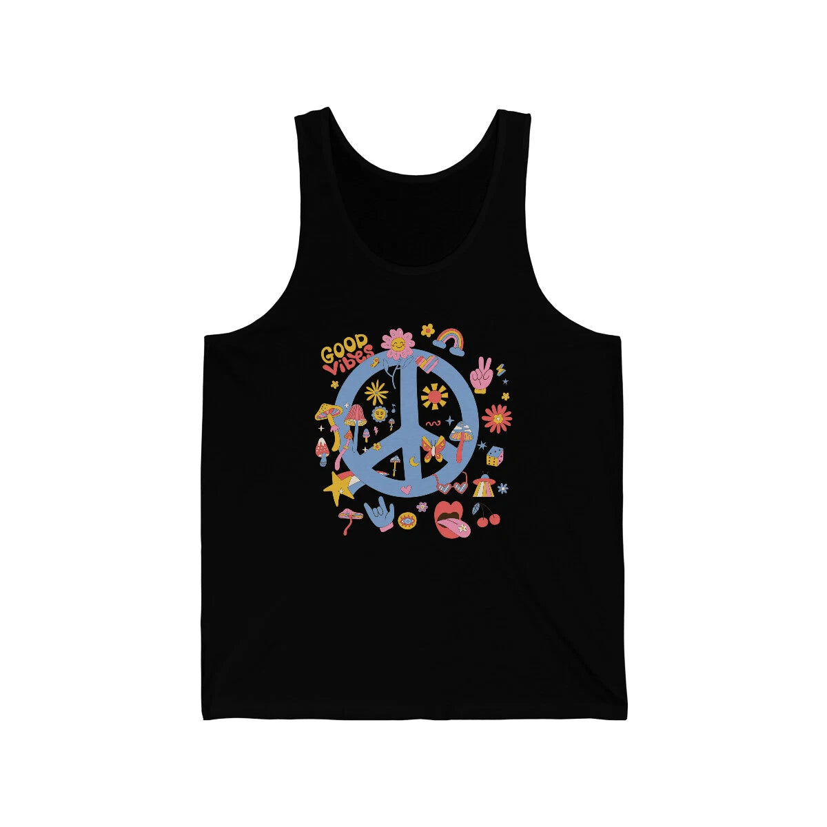 Retro Boho Peace Sign Unisex Tank Top