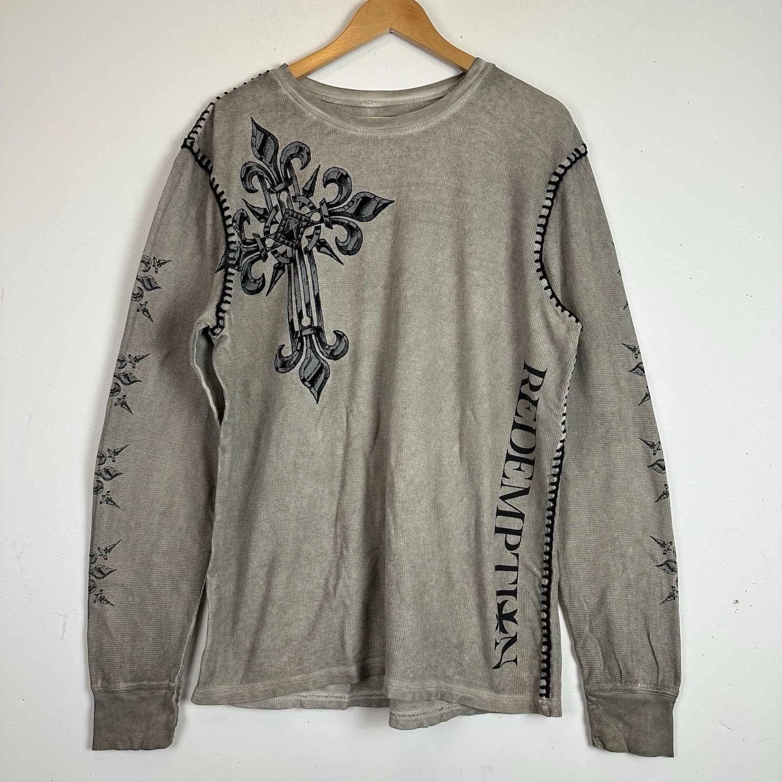 Raw State Premium Thermal Shirt Redemption Y2K Cross Wings Cyber Grunge Goth XL