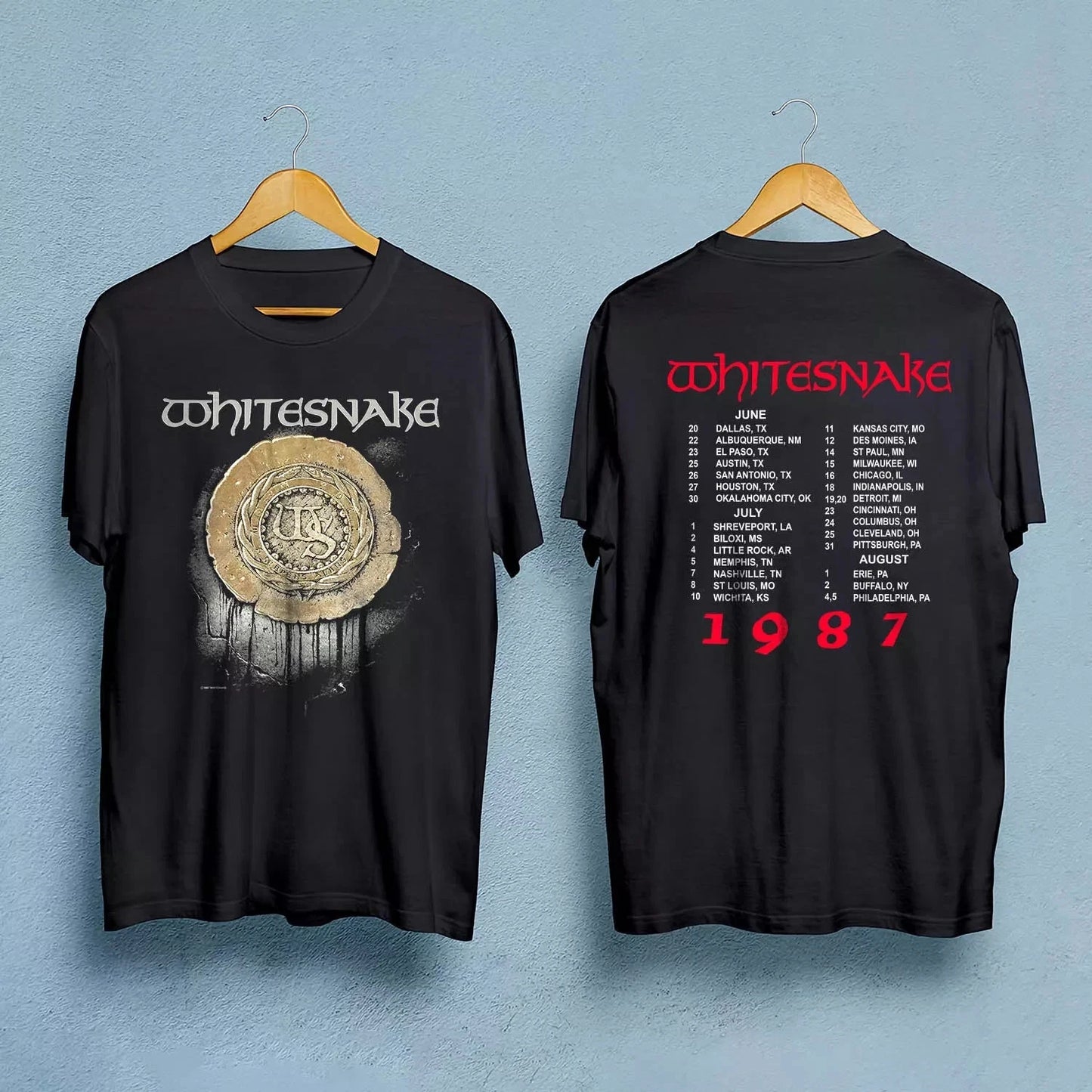 Vintage 80s WHITESNAKE self titled 1987 tour concert t-shirt