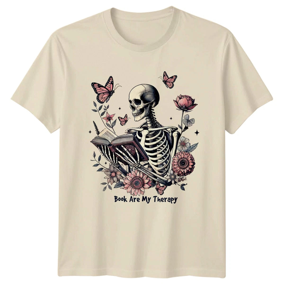 Book Are My Therapy T-Shirt Reading Skull Book Lover Birthday Gift