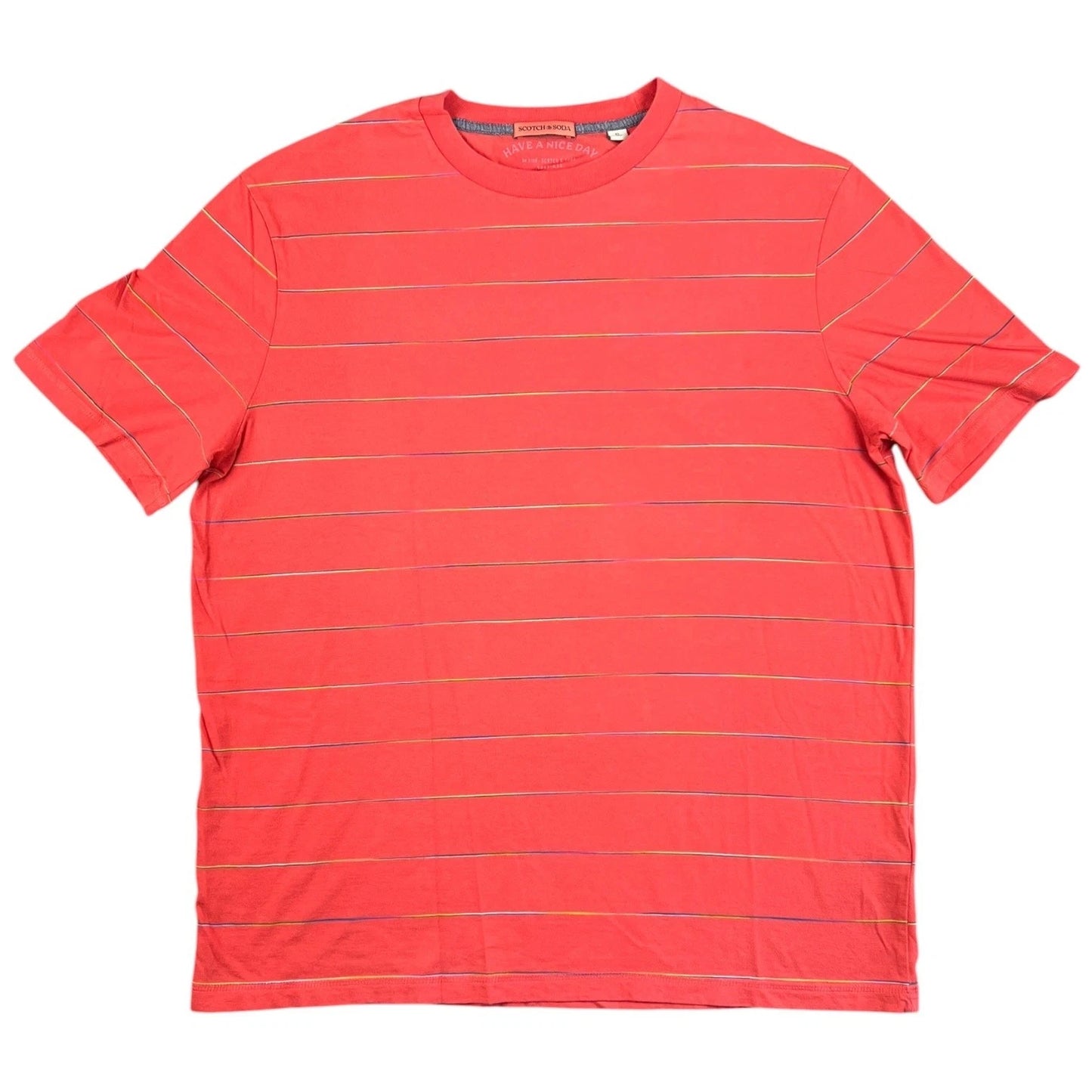 Scotch & Soda Red Stripe Tee XL Everyday Basic Crewneck Streetwear Cotton - XL