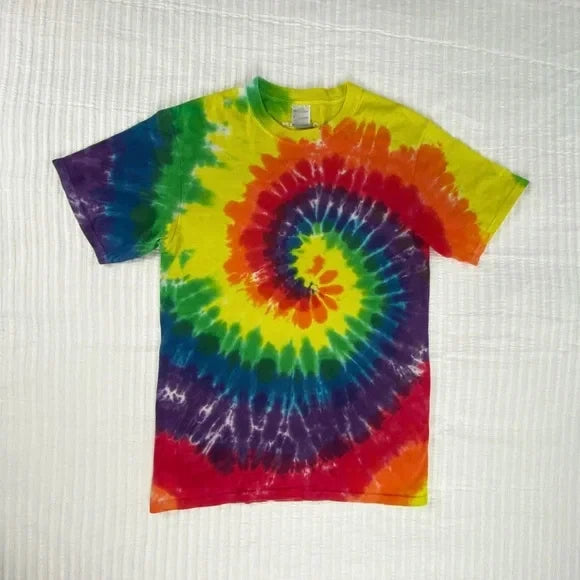 Rainbow Tie Dye Tee Shirt Colorful Unisex Size Small