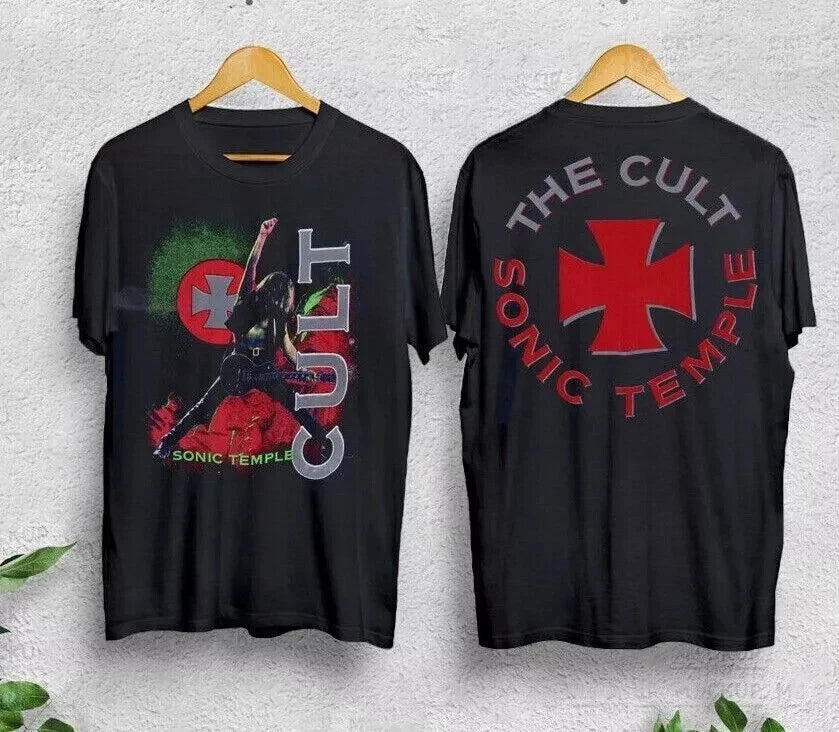Vintage 1989 The Cult sonic temple shirt tour date unisex cotton T- Shirt