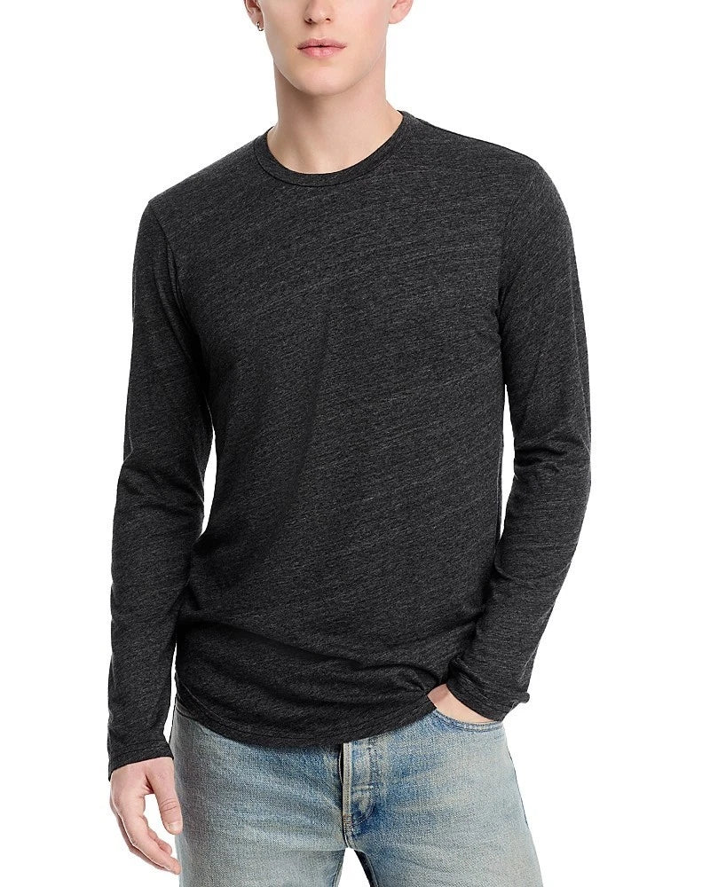 Goodlife Slim Fit Heathered Long Sleeve Tee Men's M Black Crewneck Pullover