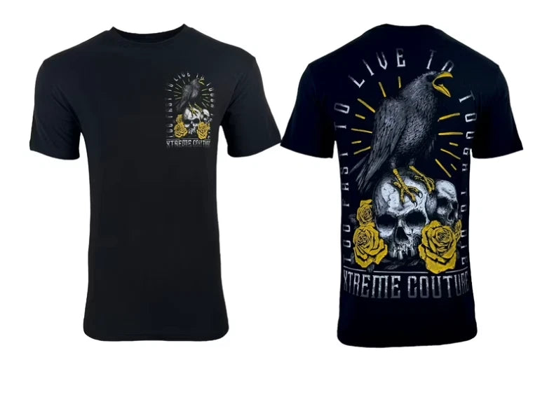 XTREME COUTURE by AFFLICTION Black CROW Short Sleeve Slim Fit Mens T-shirt NWT