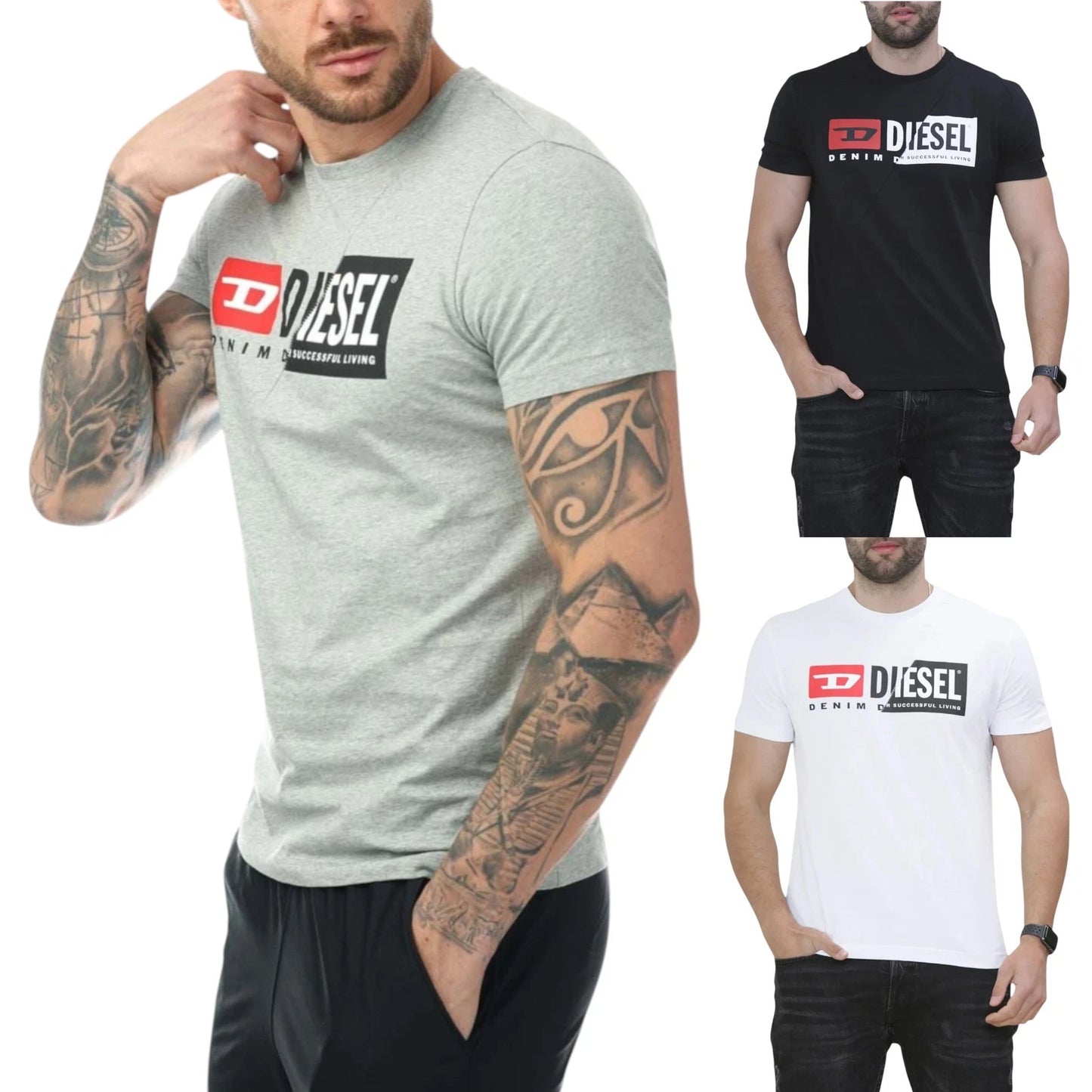 Diesel T-Diego-Cuty Logo Mens T Shirt Pullover Summer Cotton Top Sportswear Tee