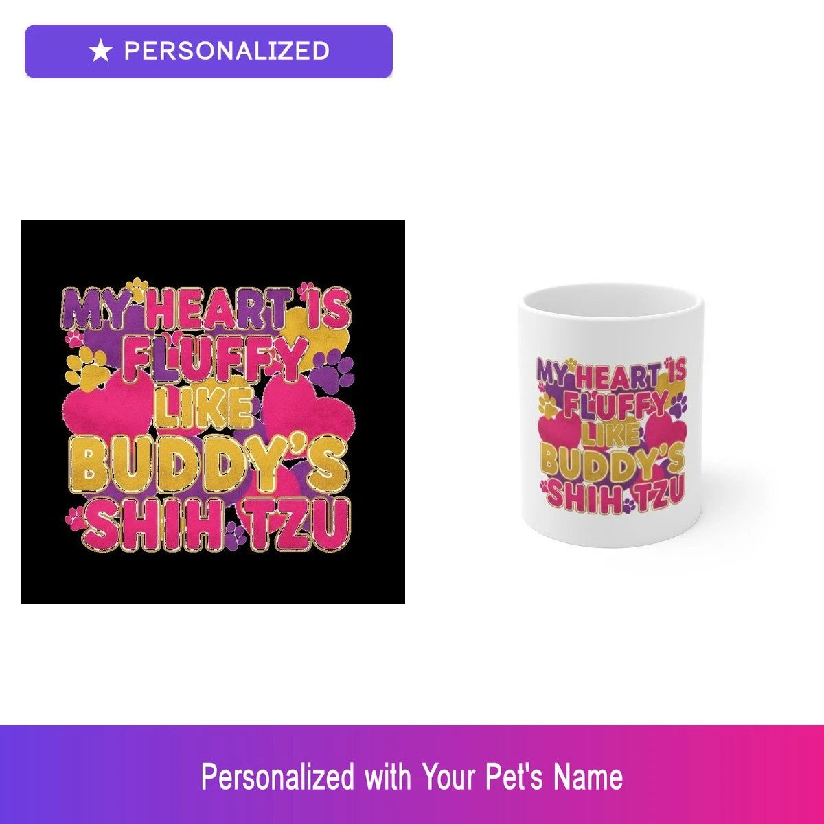 Custom Shih Tzu Pet Lover Gift Set Shirt Mug Personalized Name Bundle