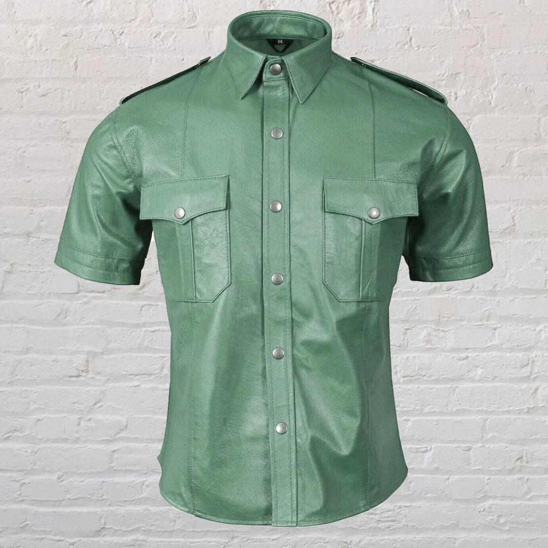 Men's Soft Green Lambskin Leather Shirt Jacket New Slim Fit Classic Outerwear