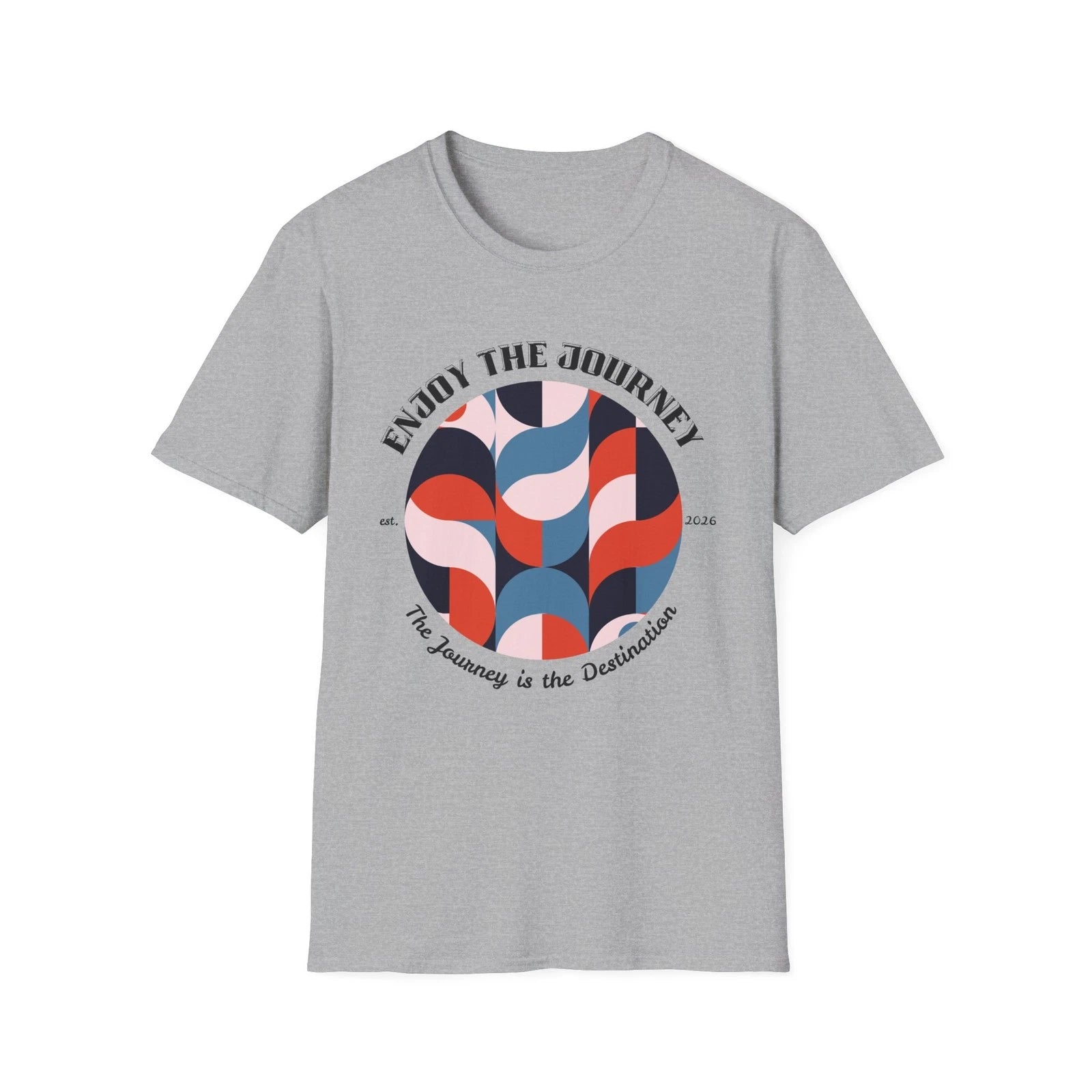 Enjoy the Journey graphic T-Shirt | Retro Geometric Circle, Motivational