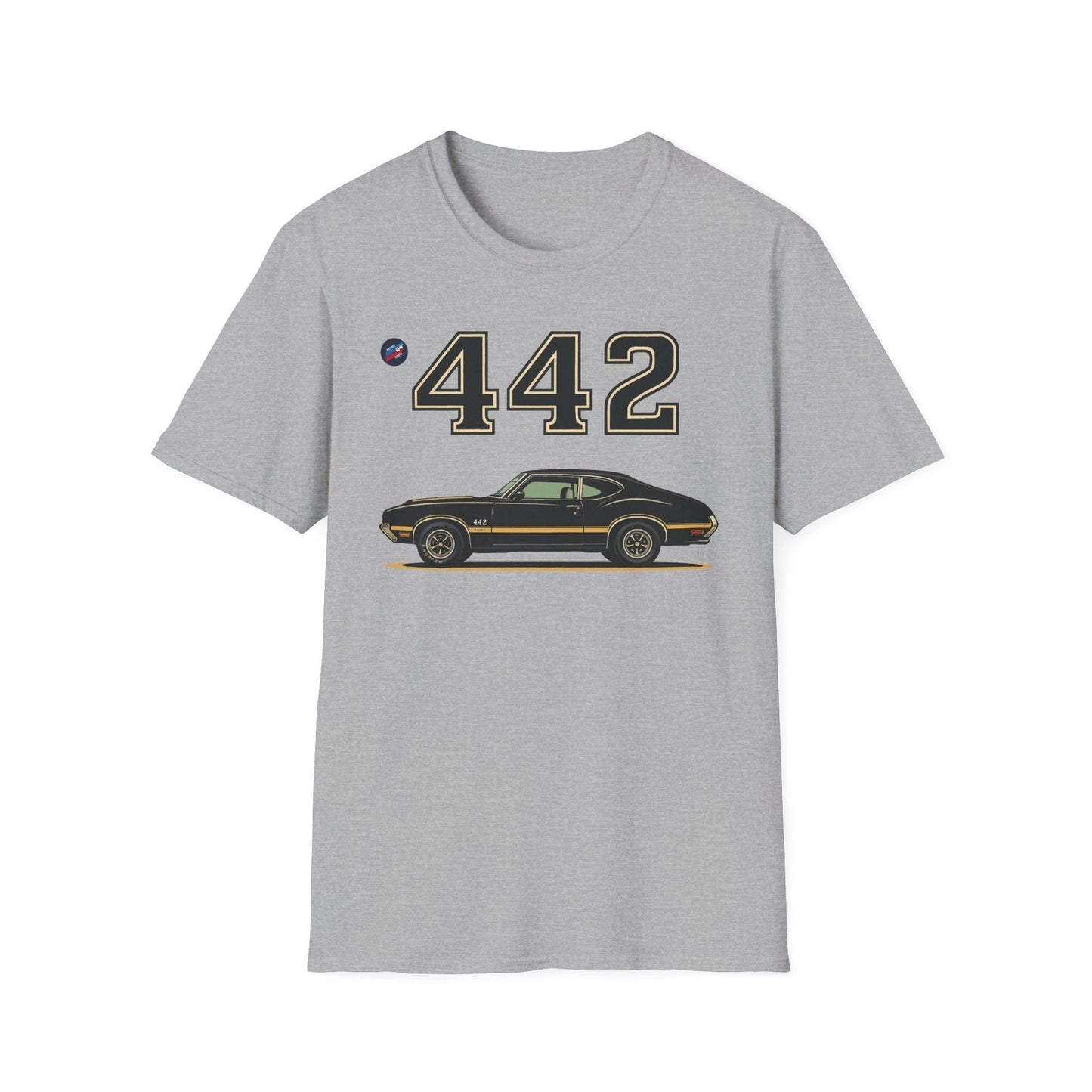 Olds 442 Shirt – Classic Black & Gold Muscle Car Graphic Tee