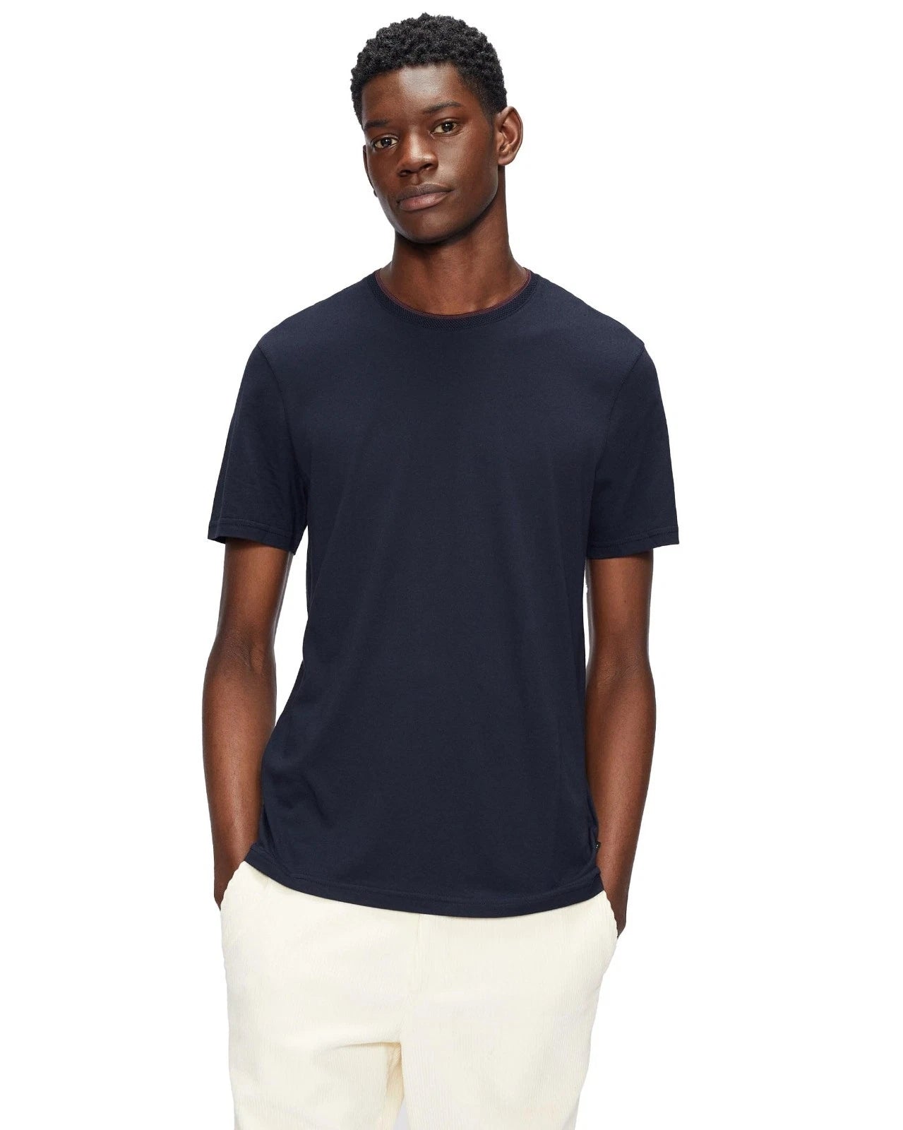 Ted Baker Mens Helpa Short Sleeve T Shirt in Navy Blue Size 5 UK Size 42 Large