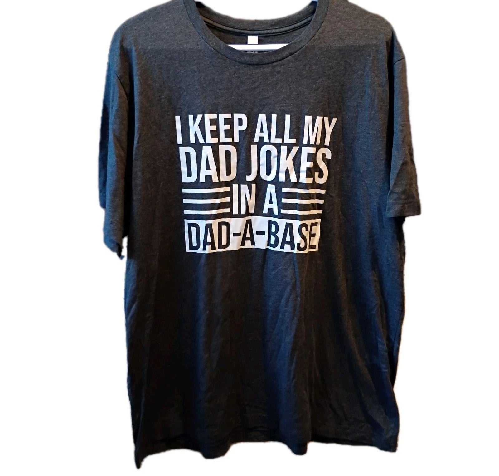 T-shirt L Gray Unisex Dad Jokes Dad-A-Base Father's Day 2XL