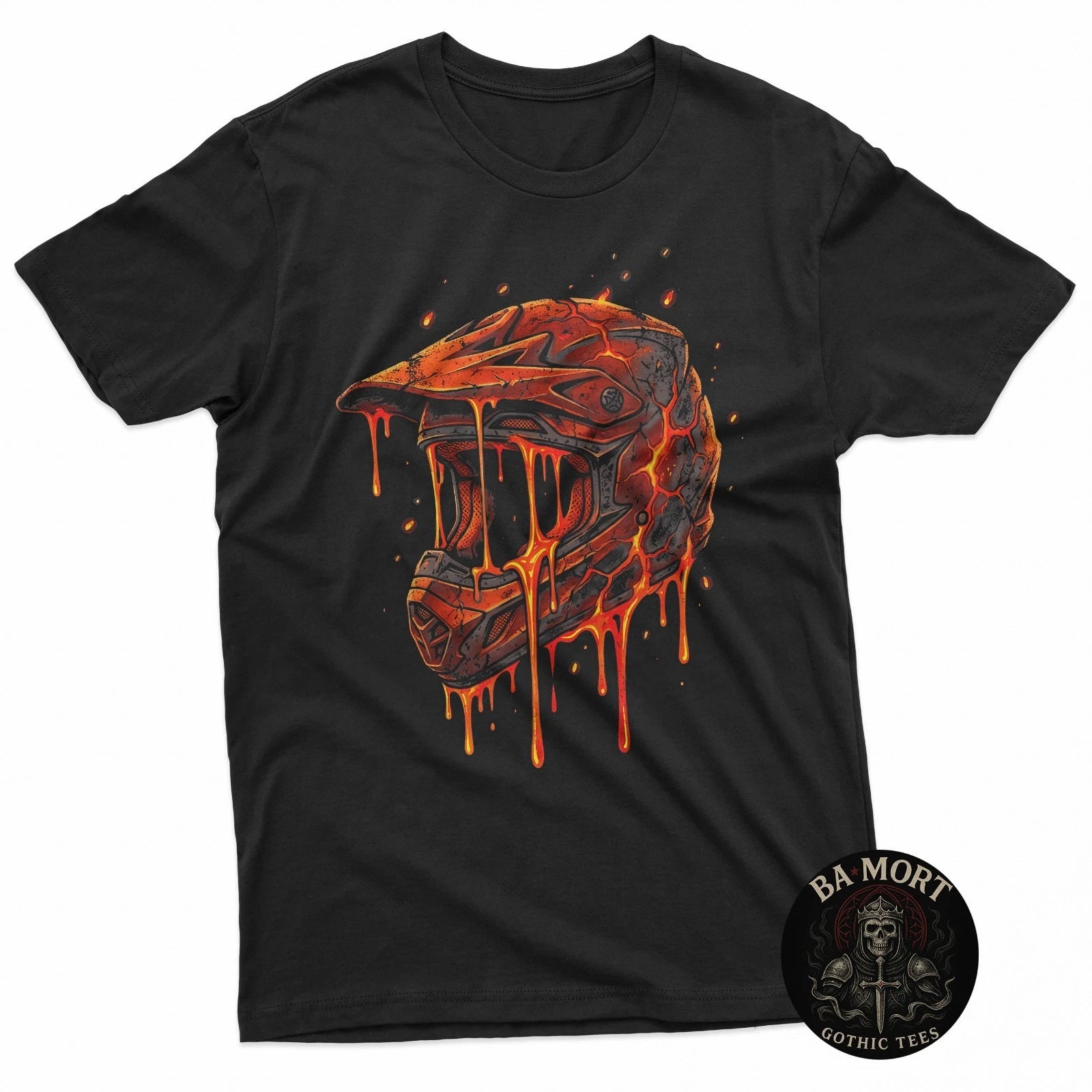 Motocross Helmet Drip Melt Graphic Dirt Bike Racing T-Shirt
