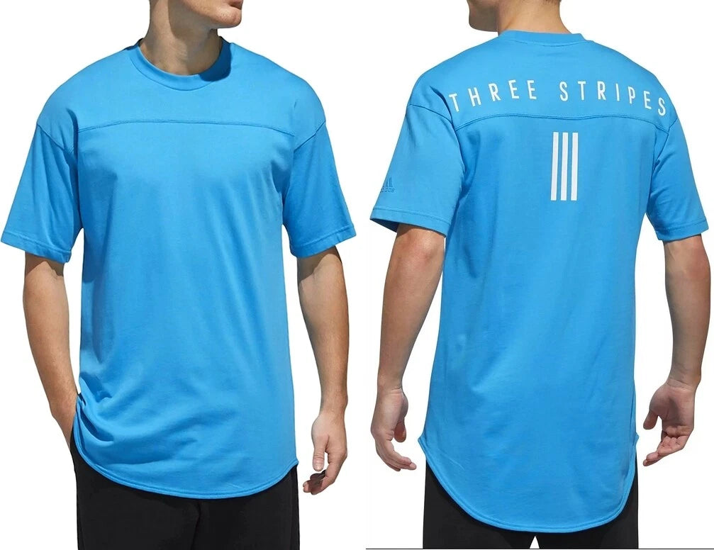 Adidas Three Stripes Men's Oversize T-Shirt Shirt Modern Style Logo Light Blue S