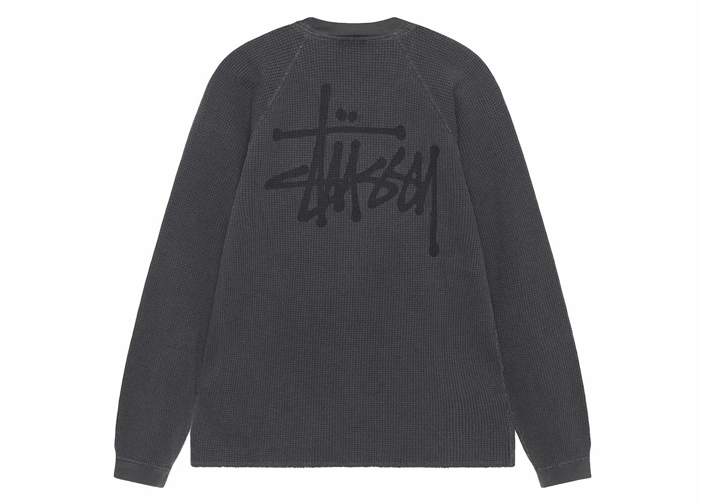Stussy Washed Black Basic Stock Logo Thermal L/S Crew XXL   #0181