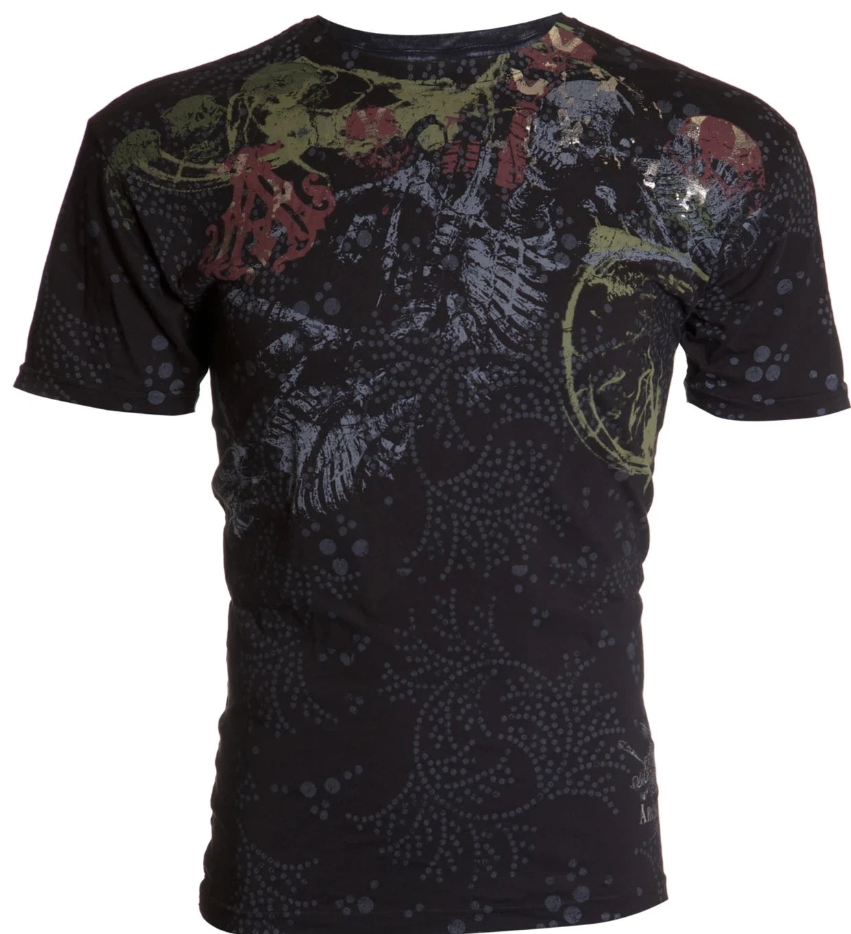Archaic Affliction Men's T-Shirt Short Sleeve BAG OF BONES Biker Black