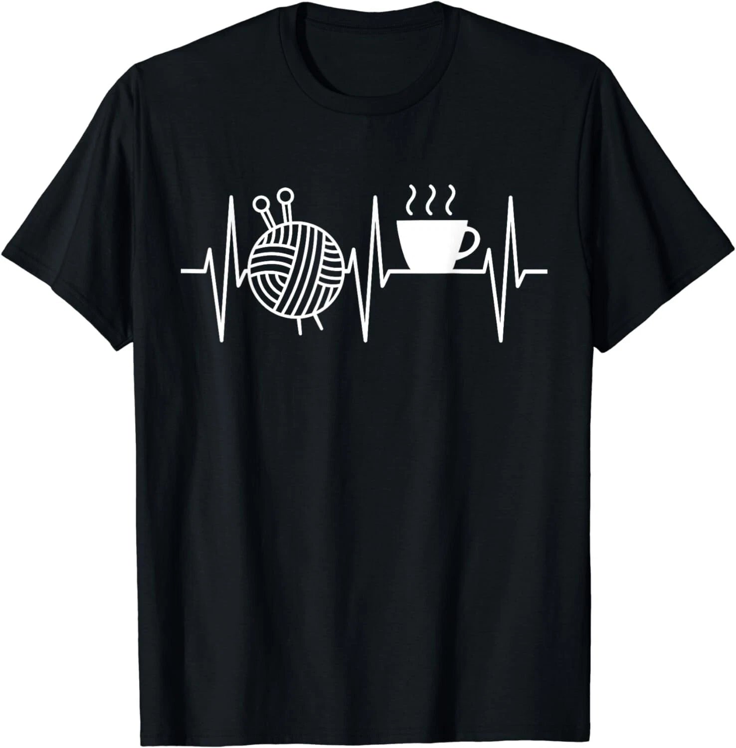 Knitting Shirt Coffee Lover Heartbeat Knitting and Coffee Gift Unisex T-Shirt