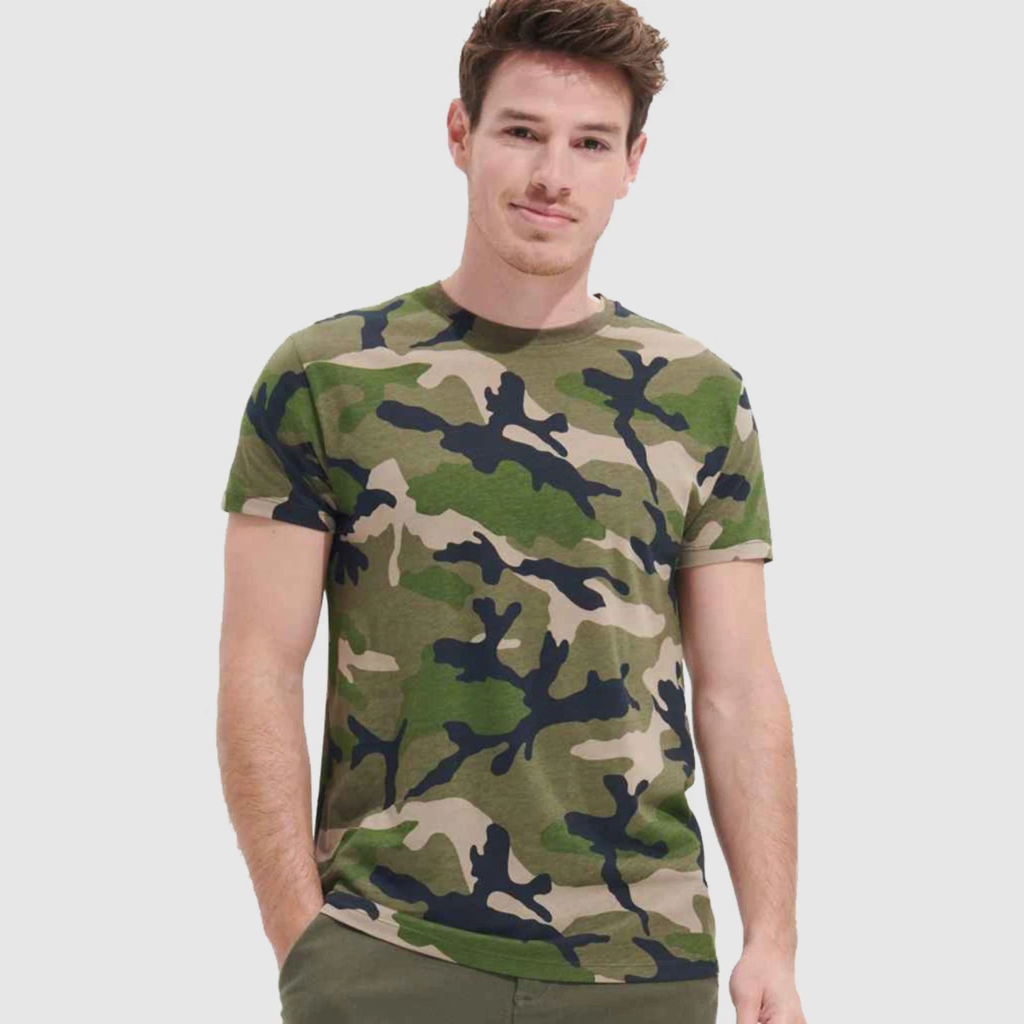 SOL'S Camo Men's T-Shirt Military Army Jungle 100% Ringspun Slim Fit Summer Top