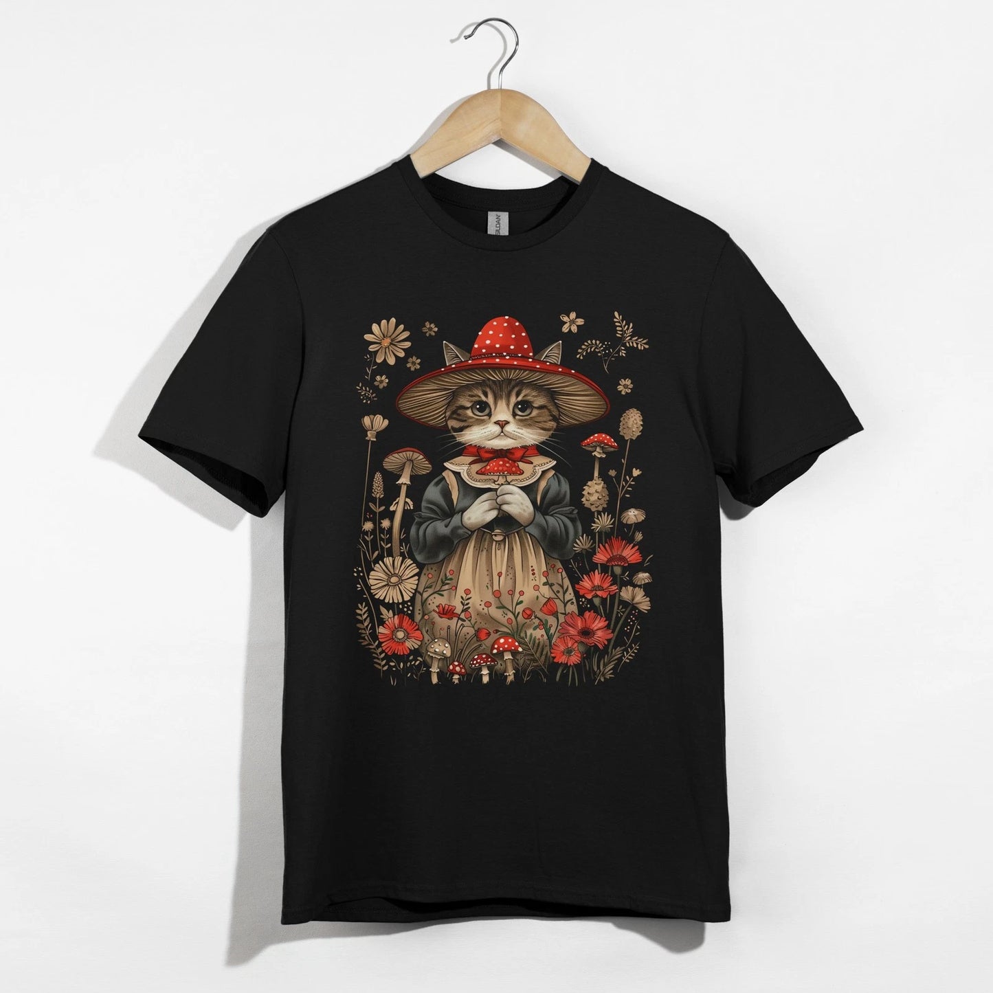 Cat T-Shirt, Vintage Cat Lovers Tee, Whimsical Country Garden Aesthetic Shirt