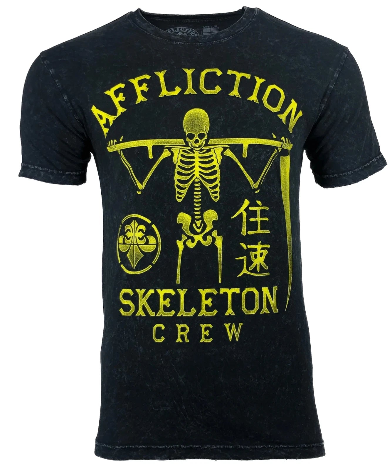 AFFLICTION SKELETON CREW Men's T-shirt BLACK LAVA Biker MMA