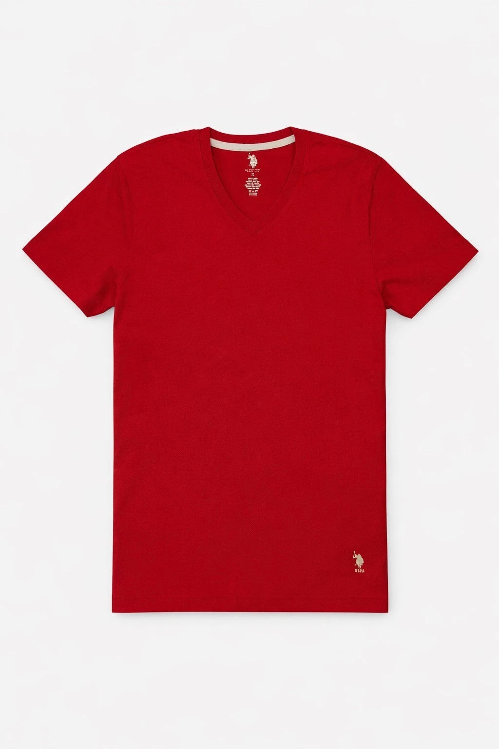 T-shirt U.S. Polo Assn V Neck Short Men Logo Solid Cotton  Tee Red Grey S-L NEW