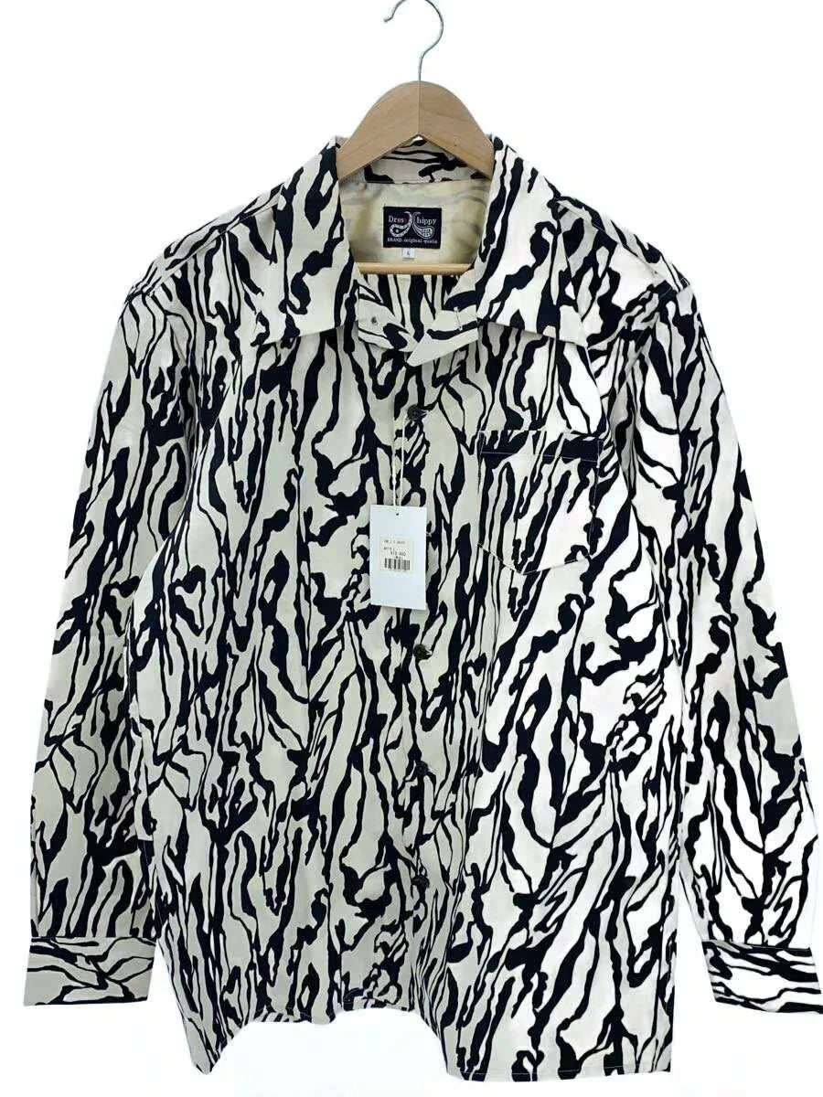 Dress Hippy Long Sleeve Shirt L Polyester WHT Patterned