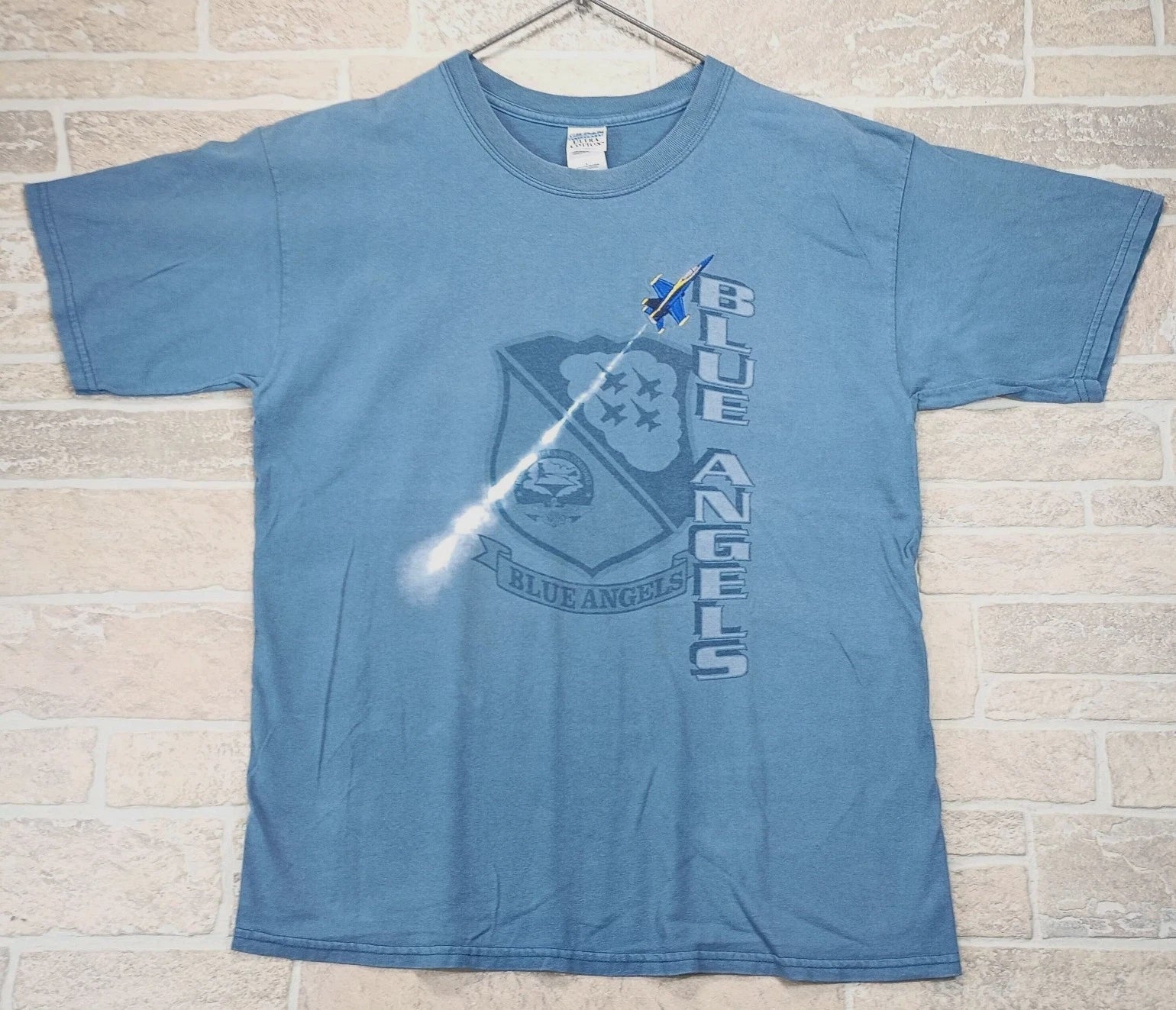 Vintage Blue Angels Shirt Large SPELLOUT Embroidered Flying Jet Logo 90s Y2K
