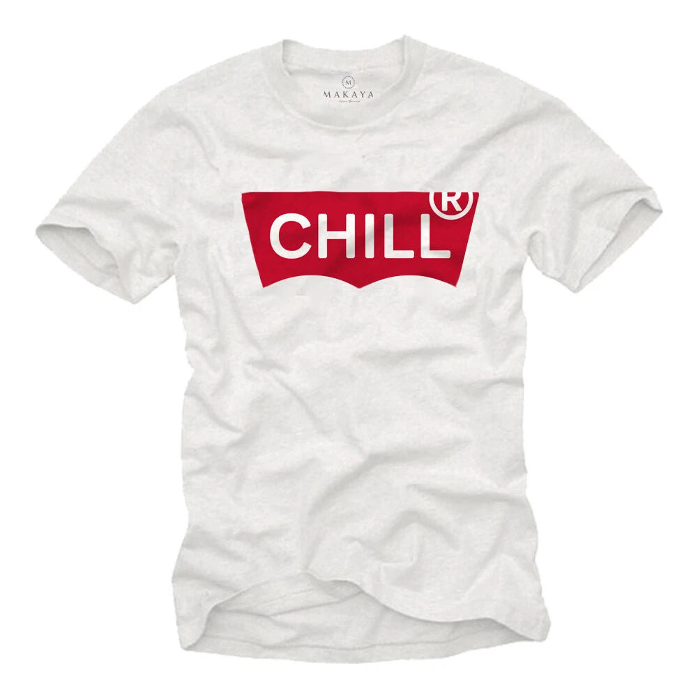 Funny Sayings T-Shirt Mens CHILL Print Motif Logo Boys Men Gifts