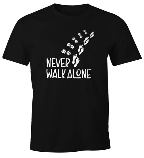 Men's Never Walk Alone Dog Paws Dog Paws Paw Prints T-Shirt