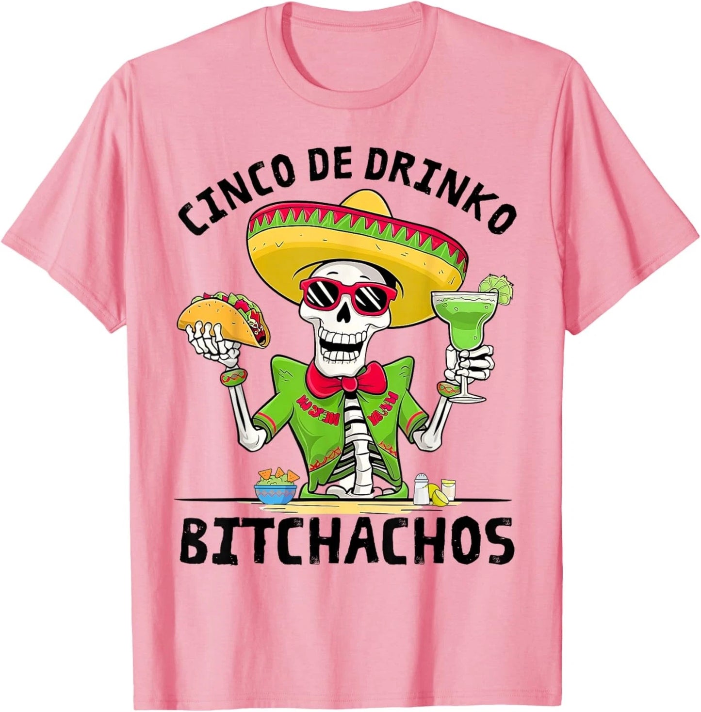 Funny Cinco De Drinko Bitchachos Mexican Fiesta Drinking Men T-Shirt