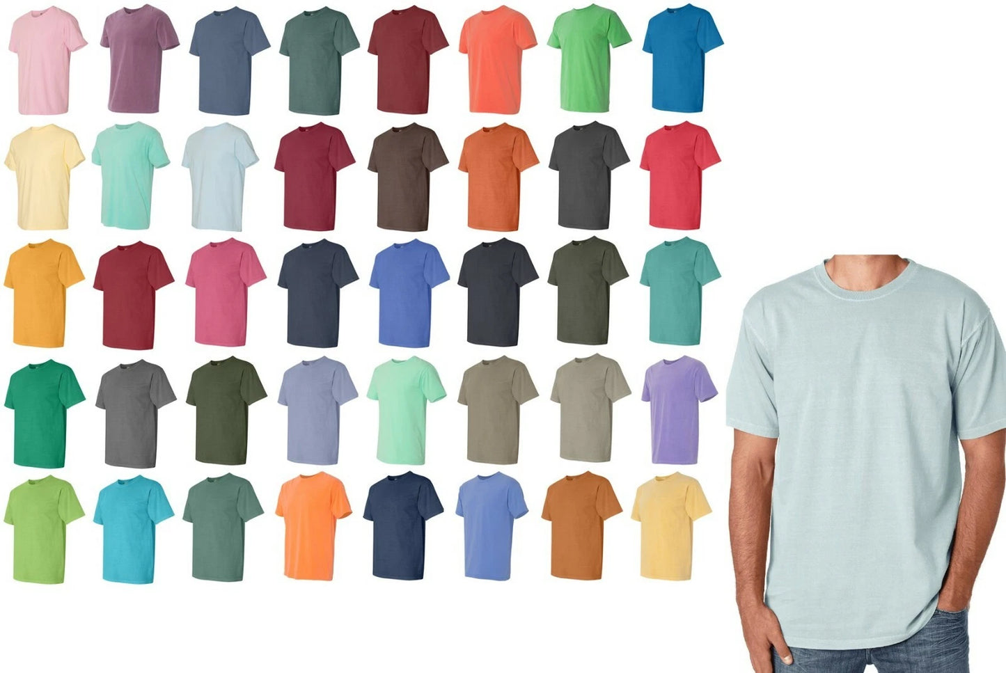 MEN'S HEAVYWEIGHT T-SHIRT, 100% PREWASHED PIGMENT DYED COTTON, SHORT SLEEVE S-XL