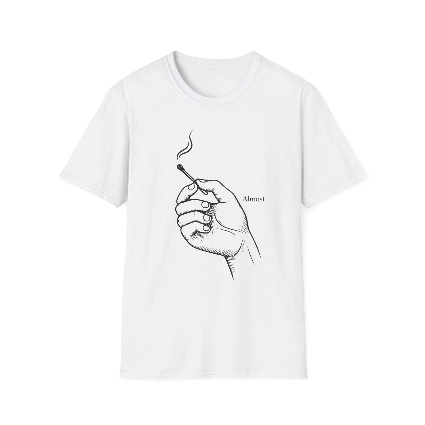 Almost — Minimalist Matchstick Graphic T-Shirt