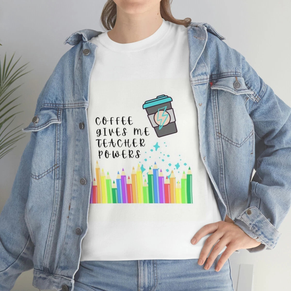 Coffee Gives me Teacher Powers Cotton Tee