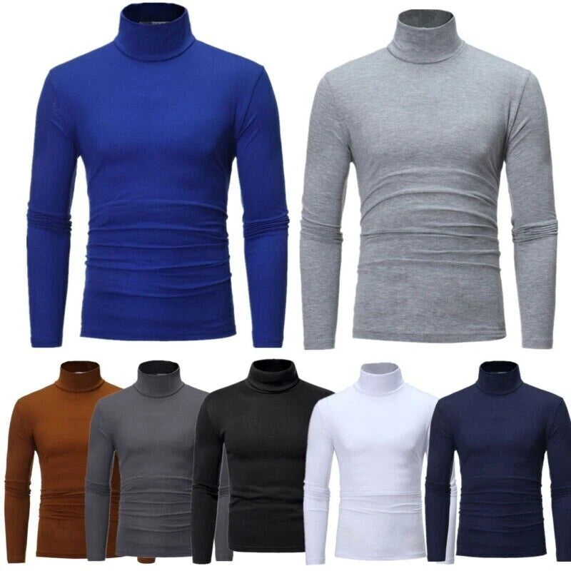 Men Shirts Turtleneck Pullover Fitness Blouse Knitted Tops Knitwear Top Henley