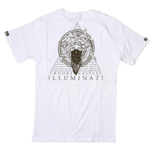 "Crooks & Castles Illuminati White T-Shirt: Cutting Edge Streetwear for Men"